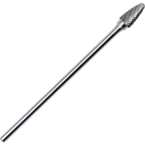 SF-5L6 Tungsten Carbide Burr Rotary File Tree Shape Radius End Shape Double Cut for Die Grinder Drill Bits 1/4'' Inch Diameter