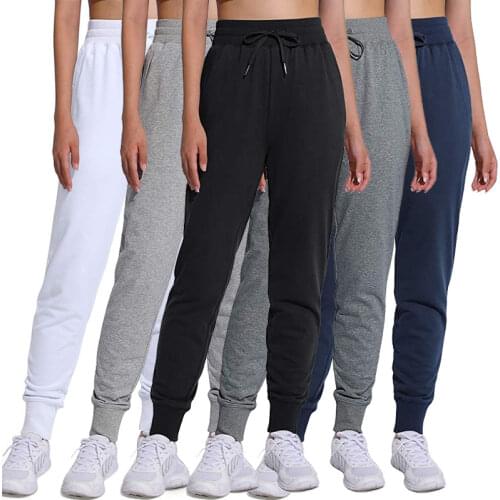 Sweatpants Women Black Slim Korean Casual High Waist Drawstring Womens Pencil Pants White Cotton Joggers Pocket Beam Feet Pants
