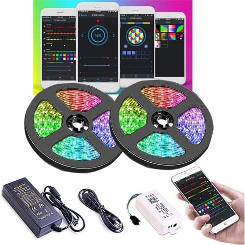 Dream Color 2811 Led Strip Light with Chasing Effect, APP Controlled Rope Light Kit with Power Supply and SP108E WiFi Controller
