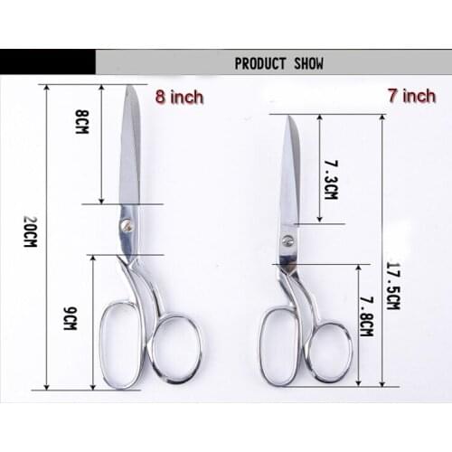 Top tailor commend 8 inch 2CR13 stainless steel chrome plated forging clothing Anti rust scissors Office cutting scissor