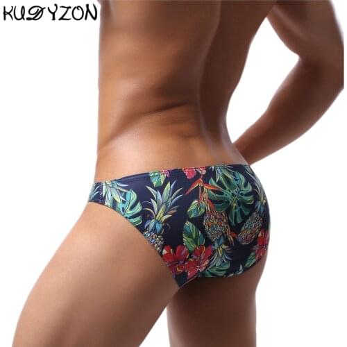 KUDYZON Sexy Men Underwear Men Print Briefs Low Waist Mens Panties Cuecas Calzoncillos Mesh U Pouch Mens Briefs Jockstrap