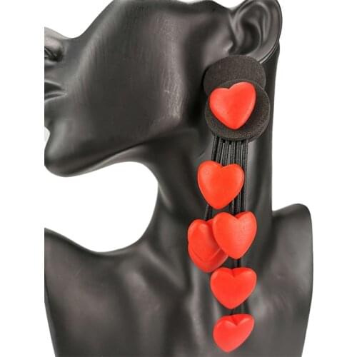 UKEBAY New Gothic Drop Earrings Women Long Big Earrings Rubber Jewelry Handmade Red Wood Accessories Wedding Jewellery Wholesale