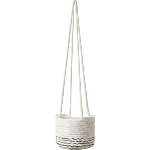 Rope Planter Baskets Hand-woven Cotton Basin Planter Baskets White Made Of Cotton And Linen Plant Holder Woven Hanging Planter