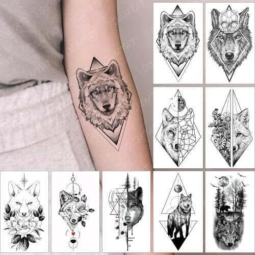Waterproof Temporary Tattoo Sticker Tattoos For Women Child Men Animal Wolf Fox Realistic Body Art Fake Tatto Flash Tatoo