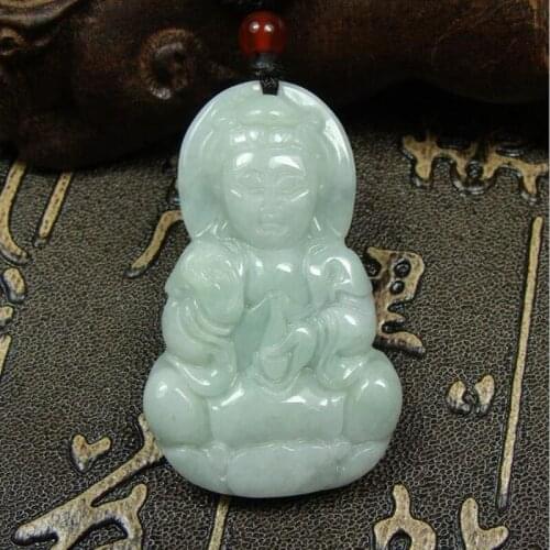 Fine Jewelry Natural Hand Made Jade Guanyin Necklace Fashion Charm Pendantfor Lovers Gifts