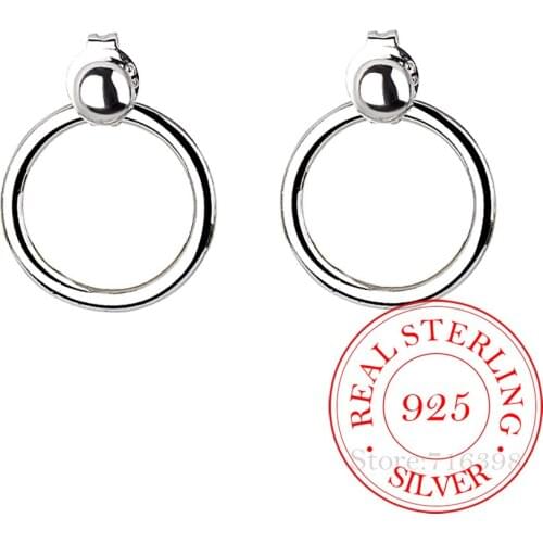 Simple Womens Fashion 925 Sterling Silver Round Drop Earrings For Young Girls Teen Wedding Gift Brincos