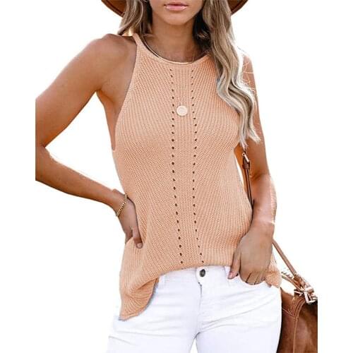Womens Summer Knit Top Racerback Casual Loose Solid Sleeveless Vest WomenS Basic Casual Sleeveless knited Tops Summe
