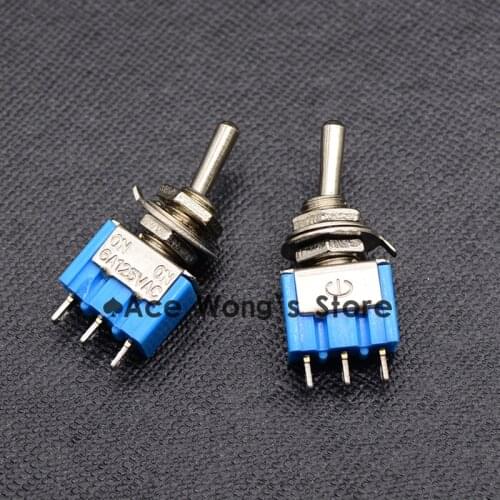 10PCS Blue Mini MTS-102 SPDT 3Pin 6A 125VAC 2 Position On-on Toggle Switches 3.3*1.3*0.8cm SPDT 6A 125V AC/3A 250V AC