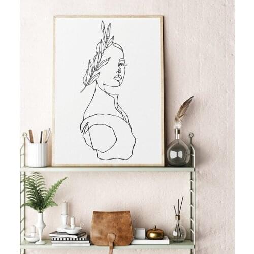 Aphrodite Print Abstract Artwork Statue Bust Greek Style Poster Wall Art Line Drawing Black White Art Canvas Painting Home Decor