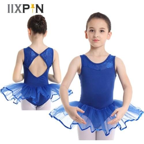 Girls Tutu Ballet Dress ballerina Dress Kids Costumes Sleeveless Cutout Back gymnastics leotard Ballet Dance Leotard Tutu Dress