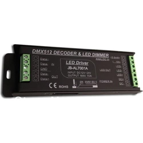 Free shipping multiple dimmers, DMX dimmer & 0-10V dimming driver, 1Ch 12V-24V Constant Voltage output pwm 15A /360W PN:AL7001A