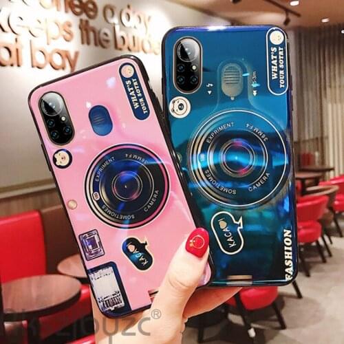 For Huawei Nova 8 Pro 8SE Case Retro 3D Camera Phone Case Mate 40 Pro Plus 40RS Silicone Soft Blue Light Back Cover With Holder