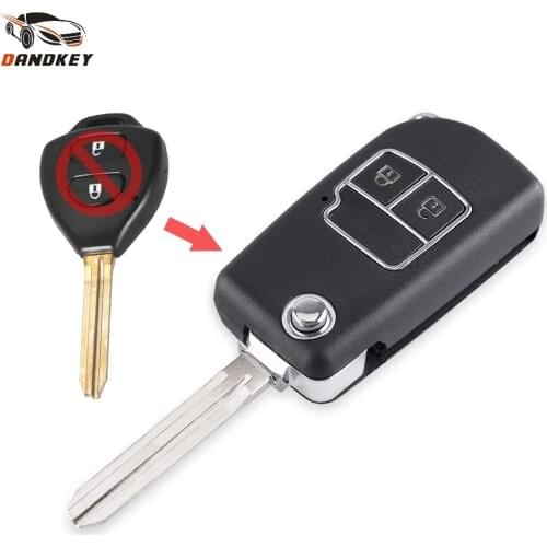 Dandkey 2 Button key shell Fob Cover For Toyota Camry Corolla Prado Vios Reiz Crown RAV4 Flip Remote Key Shell Case Toy43 Blade