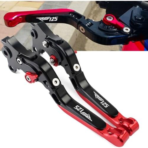 RS125 logo CNC Adjustable Extendable handles Motorcycles Brake Clutch Levers For APRILIA RS125 RS 125 2006 2007 2008 2009 2010