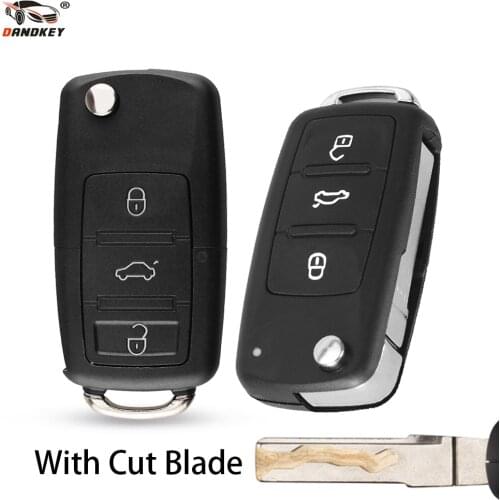 DANDKEY 3 Buttons Flip Car Remote Key Shell For VW Volkswagen Golf Mk6 Tiguan Polo Passat CC SEAT Skoda Octavia Blank Case