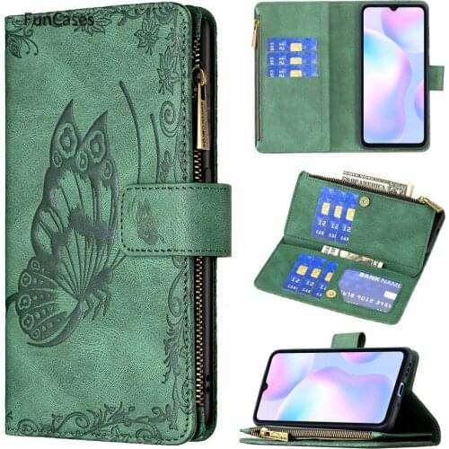 Flying Butterfly Wallet For Xiaomi cellular Redmi 9A Protective Case Mobile Half Wrapped Cases Carcasa sFor Xiaomi Redmi para 9A