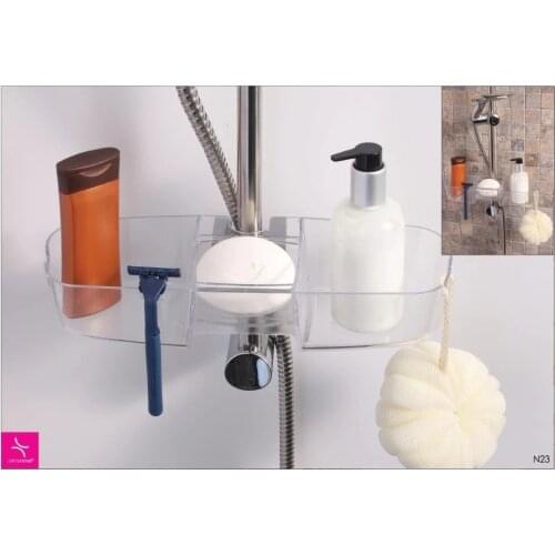 Shower Basket Shower Rack Shampoo Holder, Single Layer Bathroom Accessories Cosmetic Rack Storage Holder Organizer With Hooks