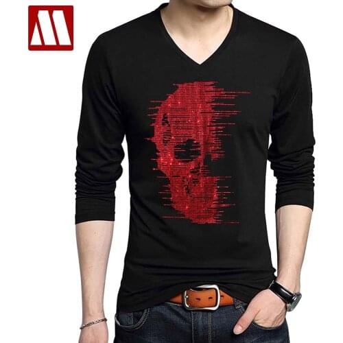 2021 Summer Cool Men 95% Cotton S-5XL Oversized T Shirt Skull Rhinestone Printing T Shirts Men Long Sleeve Harajuku Tops for Man
