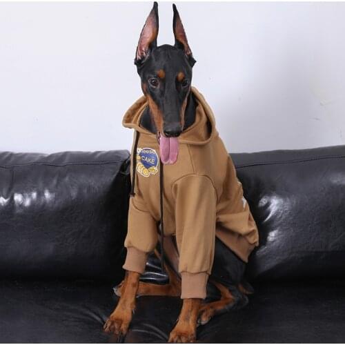 Plus Cashmere Large Dog Clothes Autumn and Winter Dog Sweater Golden Retriever Doberman Labrador Dog Jacket with Hat Dog Shirts