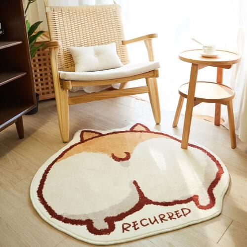 Kirky Carpet Bedroom Circular Simple Plush Cartoon Bedside Blanket Washable Living Room Balcony Shaped Mat Living Room Decor