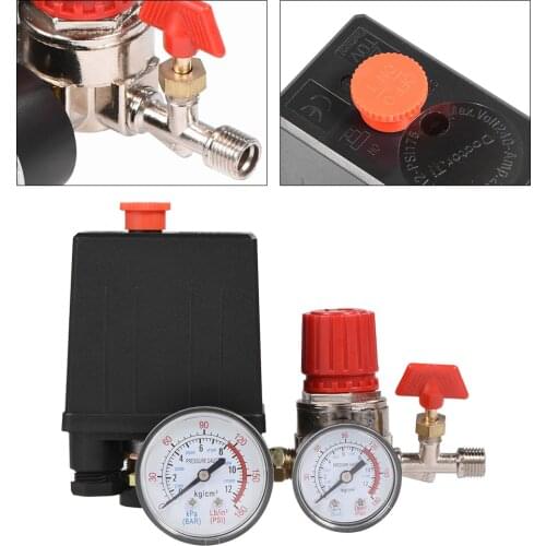 Small Air Compressor Pressure Switch Control Valve Regulator With Gauges Control Switch Compressor Fittings Safety Motor Driven
