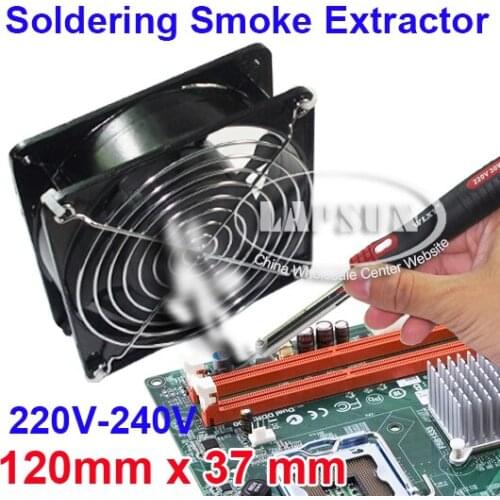 110V-240V AC 12cm Powerful Net Extractor Cooling Fan For Soldering Iron Station PCB Smoke Absorber Fume UK EU US AU Adapter