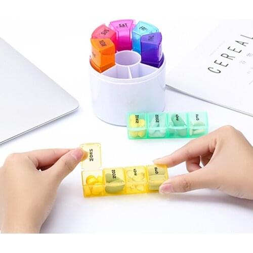 28 Grids 7 Days Weekly Round Pill Case Medicine Tablet Dispenser Organizer Pill Box Splitters Pill Storage Organizer Container