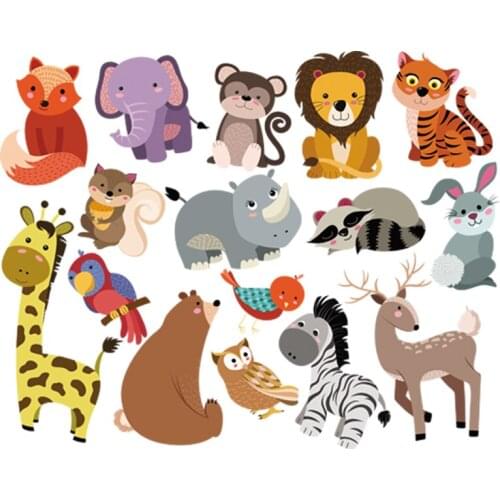 Woodland Tribal Animals Transfer Applique T-Shirt Jeans Decoration Washable New Fashion Heat Transfer Diy Custom Patch Fox Cat