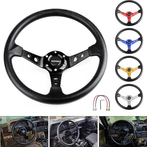 Auto Sport Drifting Steering Wheels 92mm Deep Dish Corn Universal Racing PU Leather Steering Wheel 350mm 14inch Aluminum Alloy