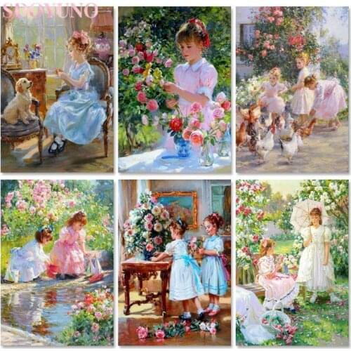 SDOYUNO Frame DIY OilPainting By Numbers Figures Girl Paint By Numbers Home Decor Pictures By Numbers On Canvas