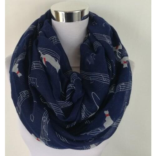New Cute Cat Music Notes Print Viscose Loop Scarf Muslim Hijab Shawls And Women Scarves animal infinity Scarf Woman