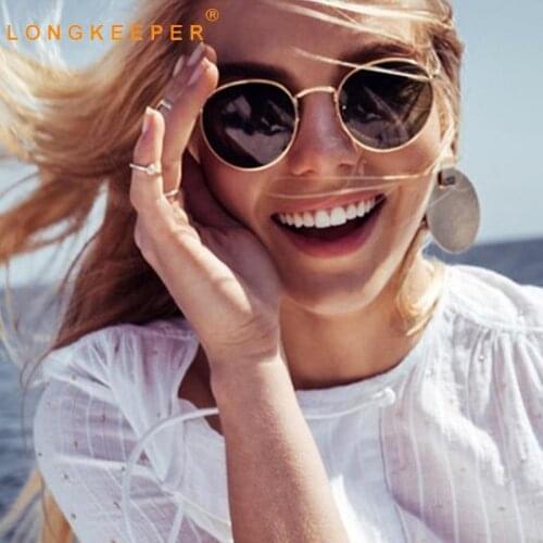 Fashion Round Sunglasses Women Men Hot Vintage Metal Sun Glasses Brand Designer Ladies Small Frame Mirror Eyeware Oculos UV400
