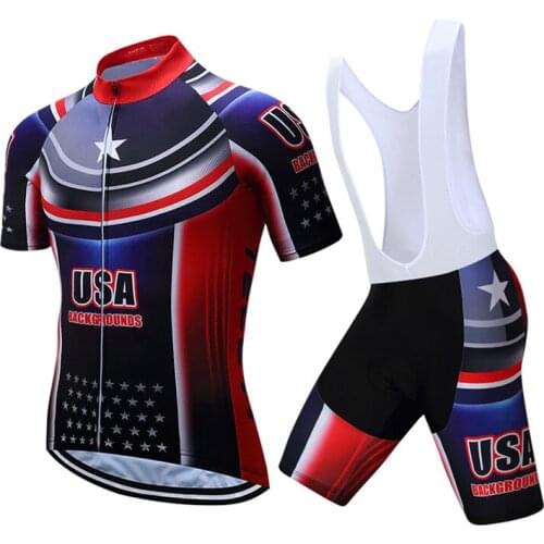 Teleyi USA Pro Team Racing Cycling Clothing Breathable MTB Bike Jersey Set Ropa Ciclismo Summer Short Sleeve Cycling Jersey Set