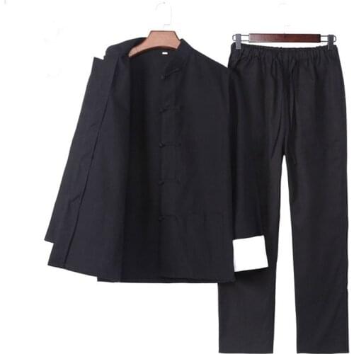 Umorden Long Sleeve Bruce Lee Wing Chun Tai Chi Clothing Set Chinese Tang Suit Kung Fu Clothes Uniform Coat Pants for Men