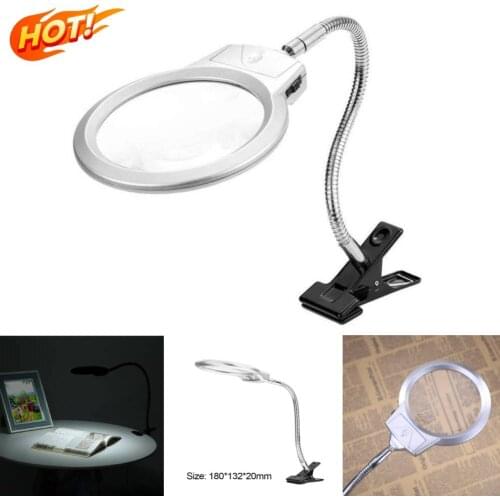 Magnifier Clip-on Lighted Table LED Clamp Reading Lamp 2x 5x Magnifying Glasses Analysis Optical Instruments Supplies