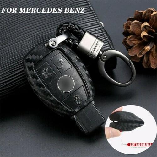 High-Quality Carbon Fiber Remote Smart Car Key Fob Case Shell Cover Key Bag Holder Protector For Mercedes Benz