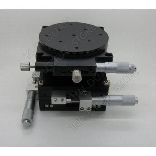 XYZR 4 Axis 90MM Manual Trimming Platform V-rail Heavy load Linear Stages Vertical lift and Rotary Tuning sliding table 90