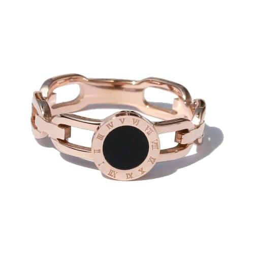 YUN RUO 2018 Roman Numeral Black Ring Rose Gold Color Fashion Titanium Steel Jewelry Wedding Ring Birthday Gift Woman Never Fade