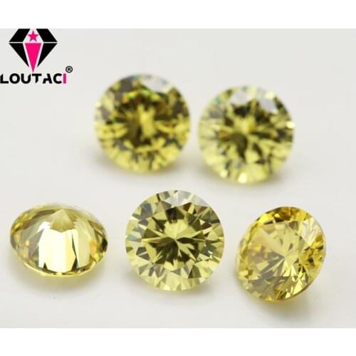 Loutaci Clear Zircon Stone Jewellery Engagement Ring Olive Yellow Round 5AAAAA Big Size 8-16mm