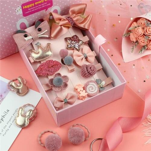 1 Set Girl Cartoon Hair Clip Sweet Bow Elastic Hair Bands Ponytail Holder Lovely Fashion Hair Accessories