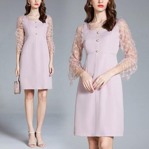 Summer Autumn 2021 New Design Women Dresses Hollow Out Elegant Clothing Vintage Sexy Dress Women Fashion Dress Classical