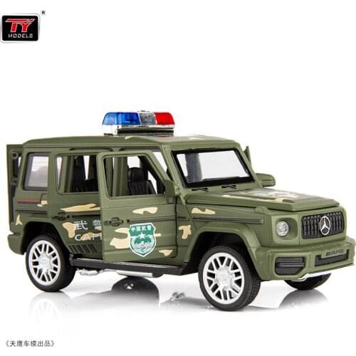 1:32 G63 Police Car Alloy Diecast ORV Car Models Pull-back Vehicles with Lights Sounding Function Doors Openable Toy