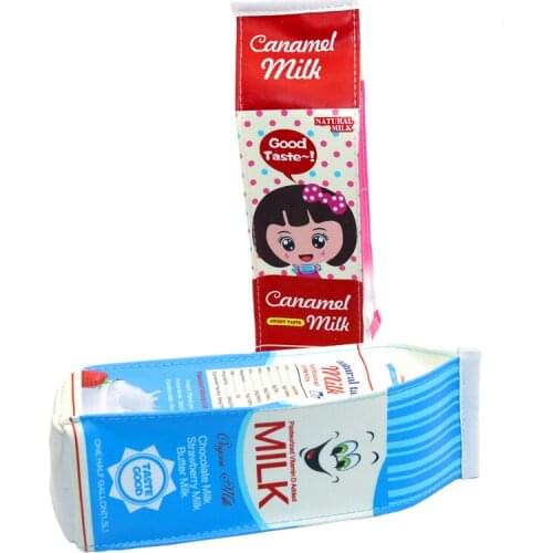 1 Pc Korean Style Creative Simulation Milk Cartons Pencil Case Multifunction Cartoon Stationery Bags PU Material Pencil Box