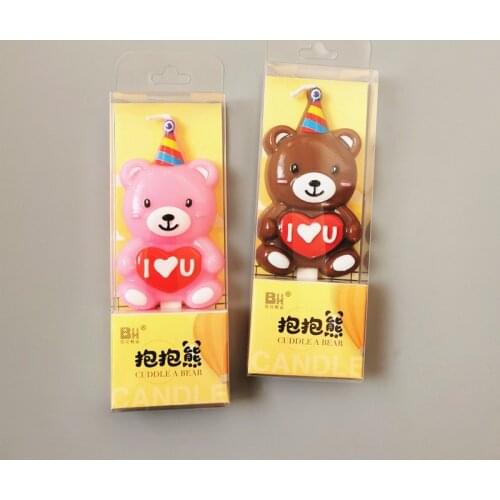 1Pcs Cartoon Candles Bear Love Number For A Cake Shimmer Baby Shower Party Cake Kids Birthday Annivesary Party Decoration Tools