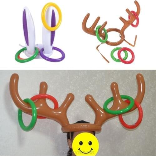 1 Pc Christmas Inflatable Reindeer Antler Ring Hat Toss Game Xmas Holiday Party Fun Supplies Toys J07 21 Dropshipping