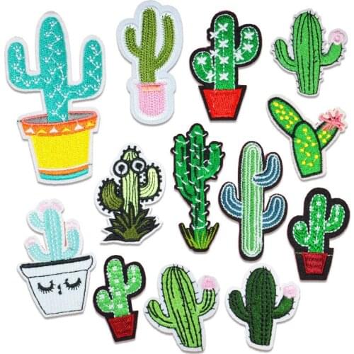 1pcs Diy Cactus patches badges for clothing iron embroidered patch applique iron on patches sewing accessories on clothes bags
