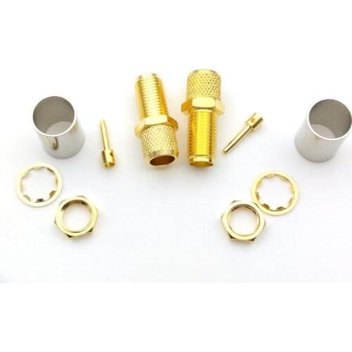 100pcs brass SMA Female crimp Cable Adapter for RG6 RG5 LMR300 5D-FB Cable