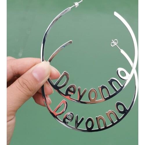 2020 New Custom Name Earrings Women Hip Hop Hoop Earrings Stainless Steel Personalized Letter Earrings Diy Gift