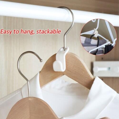 30pcs Multi-Function Clothes Hanger Connector Hanger Hook Coat Hook Plastic Closet Stack Hanger Rack Bedroom Storage Organizer
