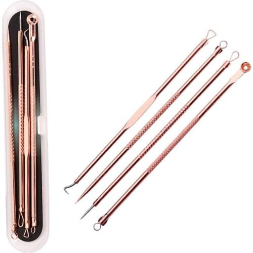 4pcs/set Rose Gold Acne Needles stainless steel Blackheads remover Pimple Needle Makeup Tools